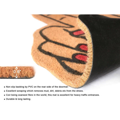RugSmith Light Brown Peace Sign Coir Doormat, 18" x 30"